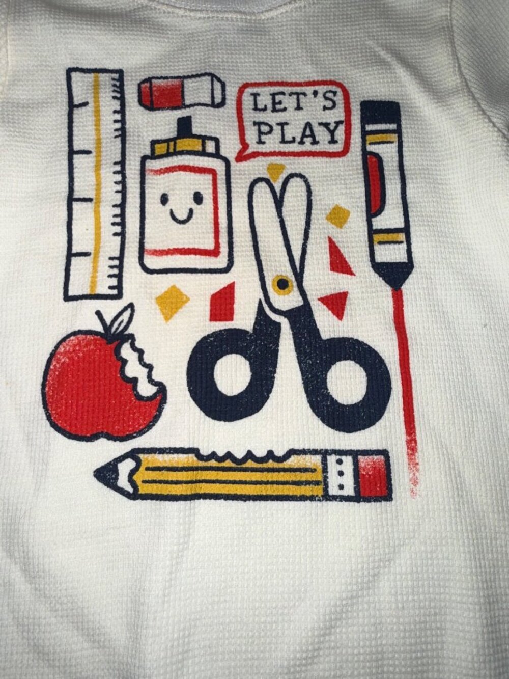 Jumping Beans Baby Long-Sleeve "Lets Play" Graphic Top 12M White Cotton Blend - Picture 2 of 4
